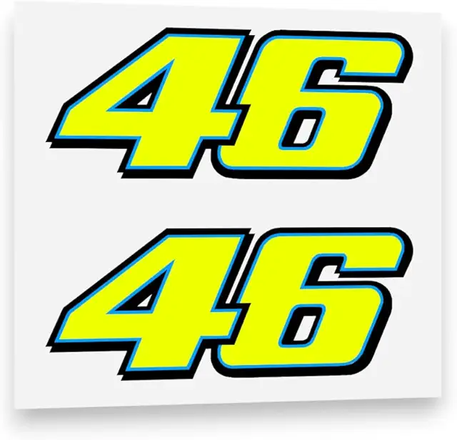 Stickers Yamaha Valentino Rossi 46 Autocollant Vinyle Jaune Fluorescent 10cm