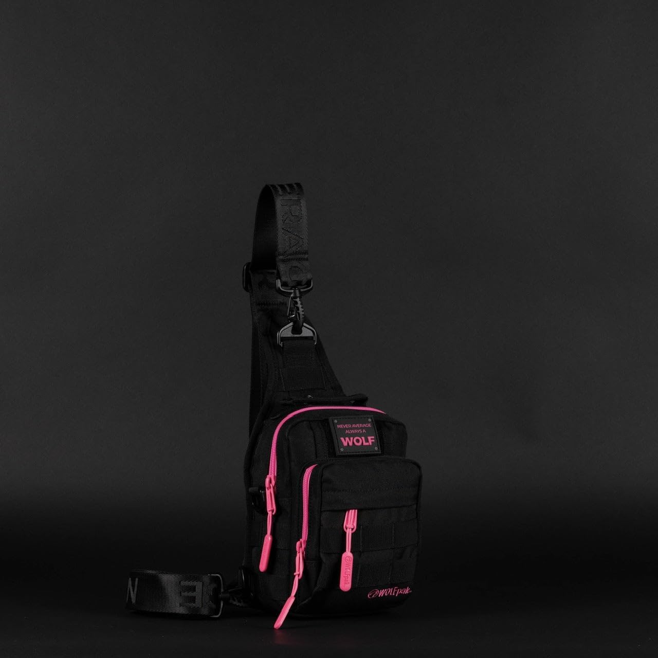 WOLFpak 4L Mini Tactical Sling Bag (Black Neon Pink) Compact Crossbody Backpack for Gym, Travel & EDC | Tactical Shoulder Bag with Multiple Pockets – Lightweight, Durable Sling Pack for Men & Women
