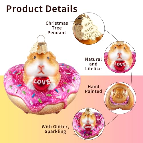 Figurine de collection cochon d'Inde en verre soufflé de Noël cadeau idéal - 4