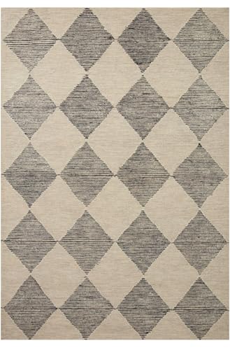 Image of Spectrum Pattern Wool Carpet with Loop Texture Yarn Anti Shedding Carpet Size 6x9 Feet A0 Beige & Brown Color