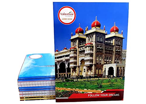 Image of N.S Bright A4 Size Register Notebook for Students - Single Line Ruled (29 x 21 cm) | Pack Set of 12 With Free 5 Ballpens for Smooth Writing, 200 Pages