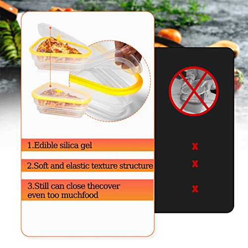 Pizza Storage Container Collapsible,Expandable Pizza Slice Container With Lid Silicone Adjustable Leftover Pizza Box Set With 6 Microwavable Serving Trays,Organization And Space Saver Reusable,Yellow #TOP2