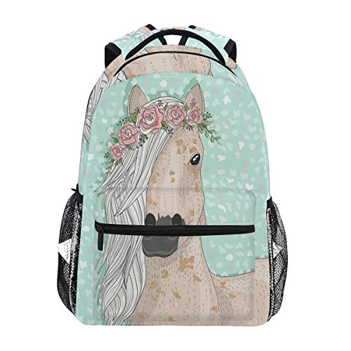 Mochila Escolar Flower Horse para de Viaje para niños niñas Bookbag
