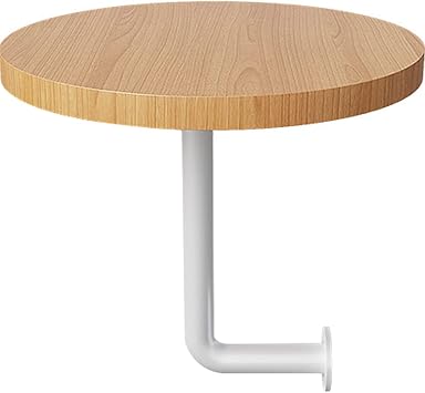 Round Pub Table Wood Bar Table Wall Mounted Cocktail Table Bistro Table Mid-Century Modern Dining Table Small Wall Desk with Metal Leg for Cafe Office Home Kitchen Wood