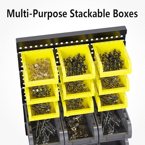 SAMRELAX Wall Mount Storage Bins, 30Pcs Nuts and Bolts Organizer, Screw, Nails, Beads, Small Hardware Parts and Accessories Storage Rack Bins for Garage, WorkShop, Pegboard