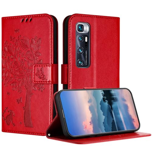 JayModCase Custodia per Xiaomi Mi 10 Ultra, Flip Portafoglio Pelle Cover con [Slot Schede] [Magnetico] [Cavalletto] Antiurto Compatibile con Xiaomi 10 Ultra - Rosso
