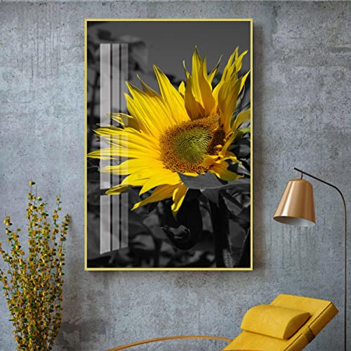 Peinture sur toile tournesol jaune KEBIA affiche paysage champ fleurs art mural salon 35x50cm
