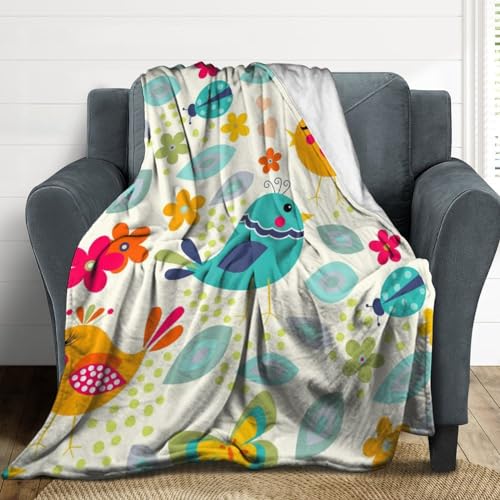 Couverture polaire oiseau mignon en flanelle douce et durable