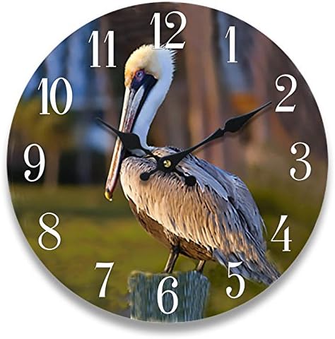 New 13"X13"Pelican Wood Wall Clock Home Wall Decor Marine Coastal Nautical Beach
