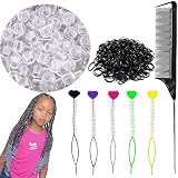 406-Piece Hair Accessory Set for Braiding: Clear Beads, Elastic Bands, Quick Beader, and Rat Tail Comb for Girls and Women