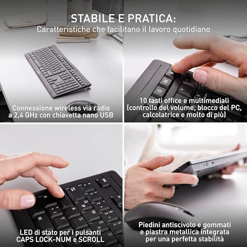 Cherry Stream Desktop Recharge Tastiera Mouse Incluso Rf Wireless Qwertz Tedesco Grigio - 5