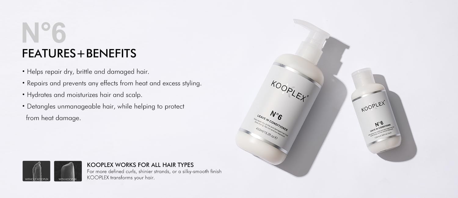 No.6 Professional Leave-In Conditioner - Lightweight Detangler & Heat Protectant – Repairs, Strengthens & Protects Dry, Color-Treated & Frizz-Prone Hair 15.02fl.oz/450ml. - Image 9