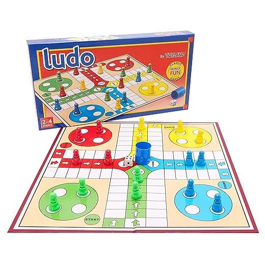 Toyland® Juego de Ludo de 20 Piezas con Tablero Plegable y Caja de Almacenamiento - Juegos de Mesa Familiares Tradicionales - A Partir de 3 años