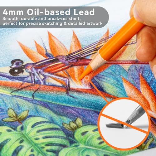 Image of Ohuhu Colored Pencils 72-color Oil-based for Adult Coloring Portrait Halawa | Professional Grade for Artists, Adults, Durable Soft Core, Great Gift Idea for Sketching, Portrait & Coloring Book with Case