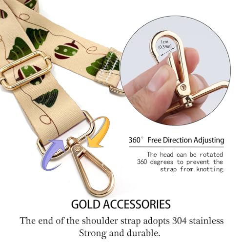 Image of Dsigo Purse Strap, 1.5 inch Wide Gold Alloy Buckle Floral Printing Crossbody Shoulder Strap for Bag Handbag Crossbody Bags