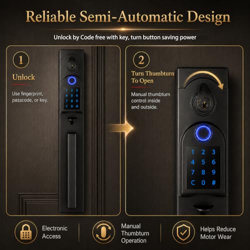 NEWBANG Left-Handed Black Electronic Smart Handleset with Keypad and Key by NEWBANG - Image 4