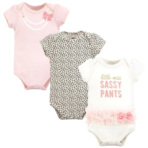 Image of Hudson Baby baby-girls Cotton Bodysuits 3-pack
