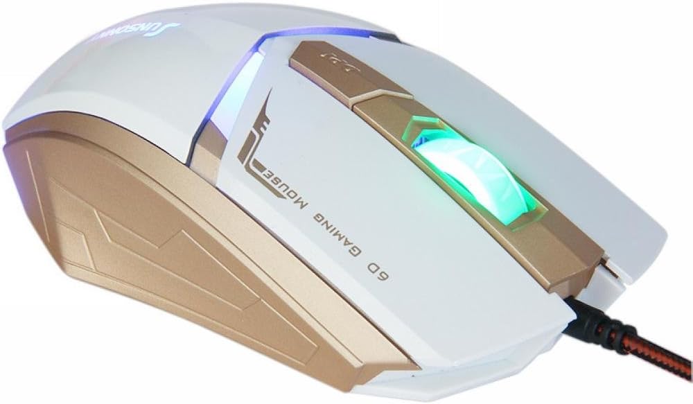 Qisan USB Wired Mouse 1600 DPI Adjustable LED Cool Gaming Mouse(White)