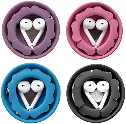 Earbud Case Holder Pack [4 Pack], MAIRUI Earphone Case Wrap Earbuds Nest Tangle Free Silicone Magnetic Organzier