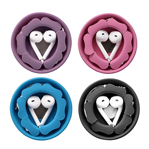 Earbud Case Holder Pack [4 Pack], Mairui Earphone Case Wrap Earbuds Nest Tangle Free Silicone Magnetic Organzier #TOP11