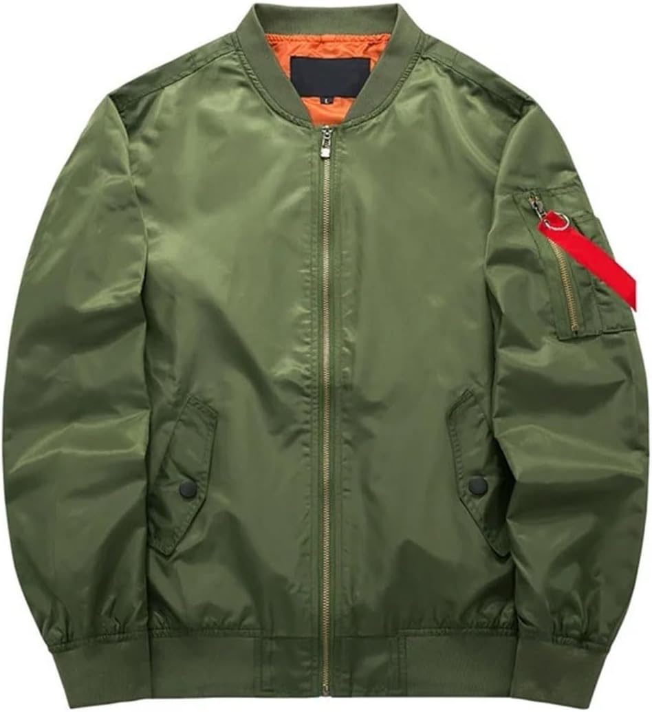 Men Thick And Thin Army Green Military Motorcycle Ma-1 Aviator Pilot Air Bomber Jacket Green thin XXXL