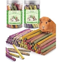 Bissap 72 PCS Rabbit Chew Sticks, Natural Timothy Hay Pumpkin Sugar Beet Carrot Strawberry Rose Dahlberg Daisy Forget-me-not Flower Treat for Bunny Chinchilla Guinea Pig Hamster Small Pet Molar Snack