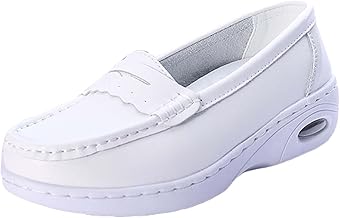Amagogo Women's Nurse Shoes, Flat Shoes, Walking Shoes, Comfortable Casual Shoes, Nurse Loafers, White Kitchen Shoes,