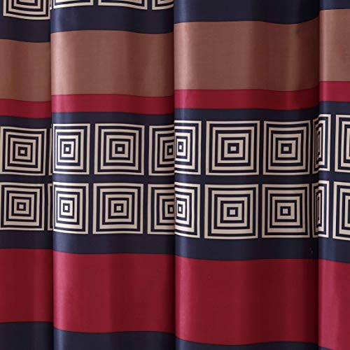 My Infinity Store Burgundy, Black, Copper And Beige Fabric Shower Curtain: Wide Stripe Design, 70" X 72" #TOP3