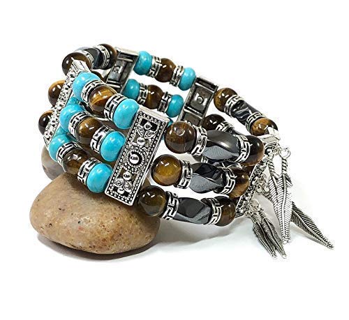 Bohemian Cuff Bracelets For Women Men Turquoise And Tiger’s Eye Bracelet #TOP4