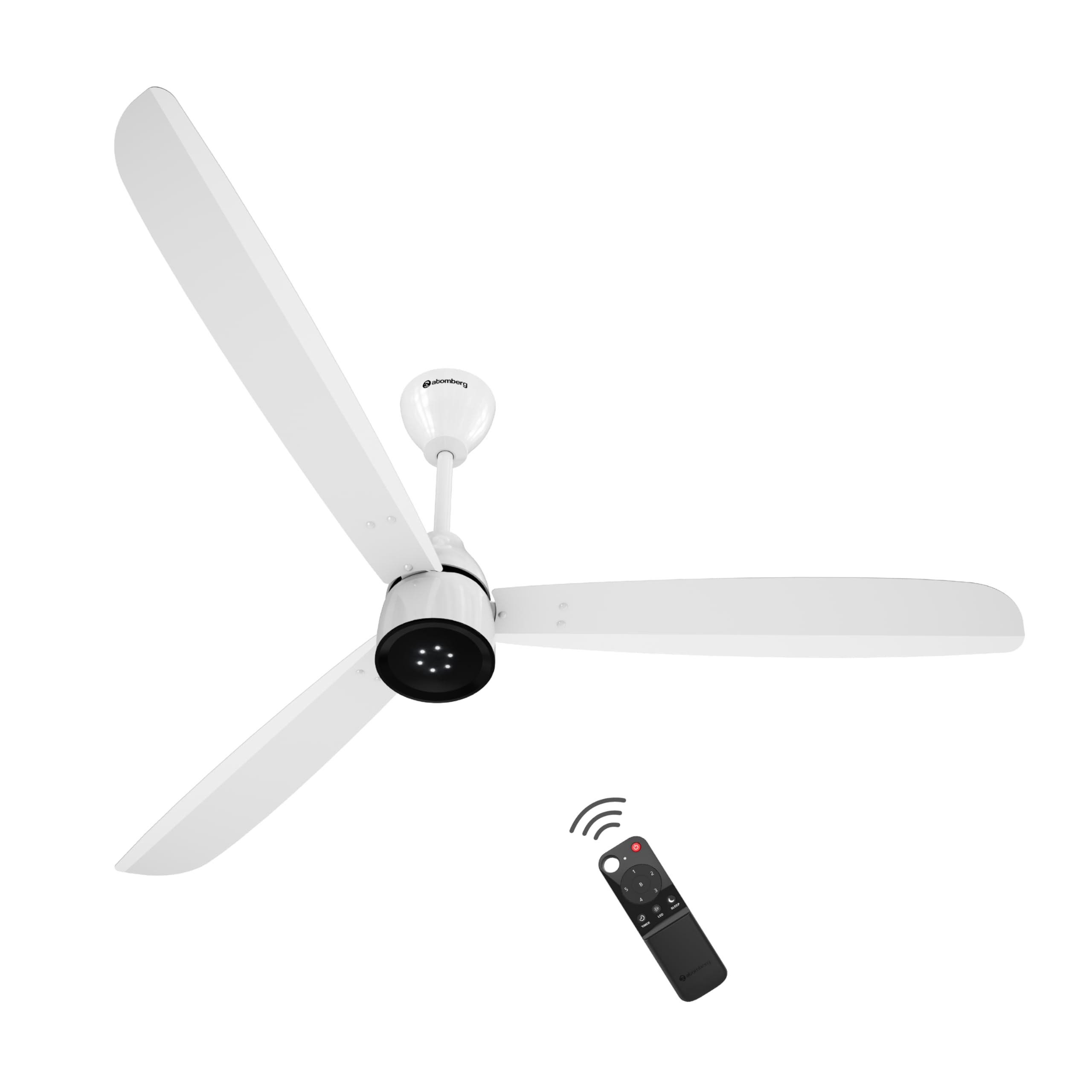 atomberg Renesa Enzel 1400mm BLDC Ceiling Fan with Remote | BEE 5 star | High Air Delivery | LED Speed Indicator | Low Noise | Sleek Design | Power Saving | 3 Year Warranty (Gloss white)