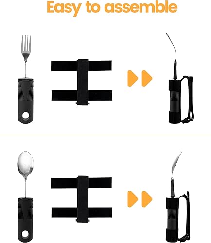 Miniatura 4 de Utensilios adaptables flexibles para ancianos, personas con discapacidad, Parkinson, artritis, temblores de manos, agarre débil y discapacitados,