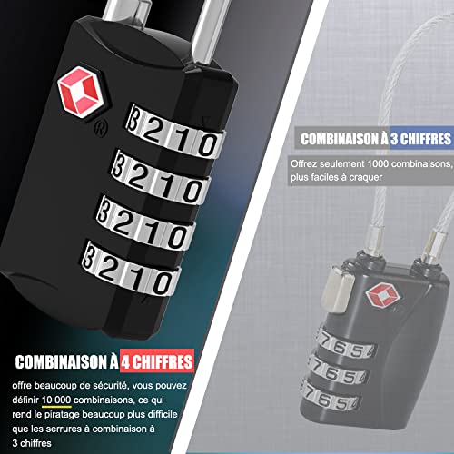 Sangle Valise Tsa Voyage : Diyife TSA Cadenas Valise, Luggage Locks, Cadenas Code 4 Chiffres (Top 1) – Image 5