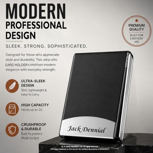 Image of Mini2buy Customized Name Engraved Card Holder for Credit, Debit, ATM, and Business Visiting Cards from Premium Stainless Steel Size Ideal for Personal use or Corporate Gifting (Customized-Black)