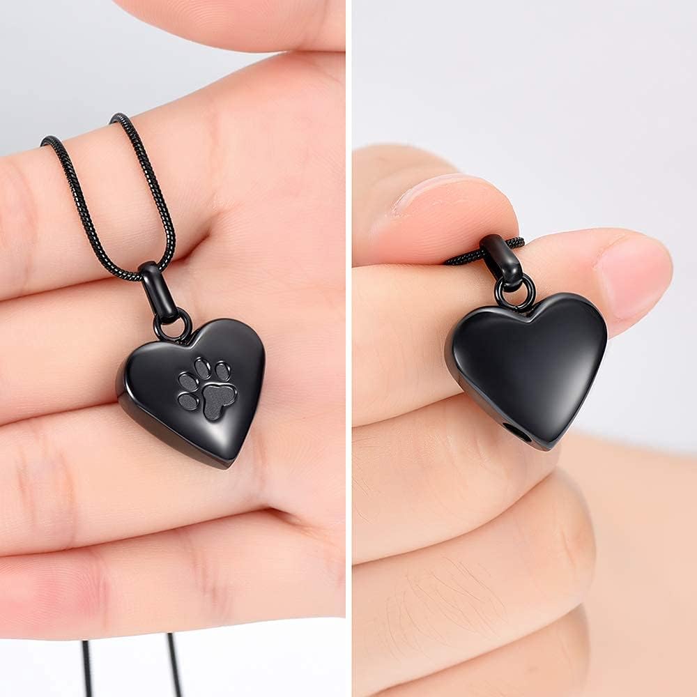 zeqingjw Pet Cremation Jewelry for Ashes Pendant Paw Print Pet Heart Urn Necklace Memorial Keepsake Jewelry for Pet/Dog's/Cat's Ashes - Image 9