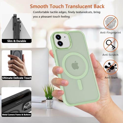 Image of Magnetic iPhone 12mini case,Compatible with Magsafe, Military-Grade Protection,Slim Translucent Matte Shockproof with Anti-Scratch Anti-Fingerprint Phone Cover (Matcha Green, iPhone 12mini)