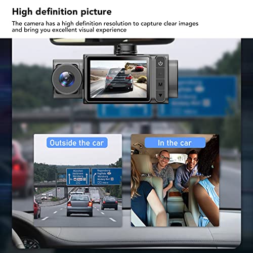 Câmera veicular, câmera gravadora de carro com 3 lentes frontais traseiras internas HD 1920 x 1080P,