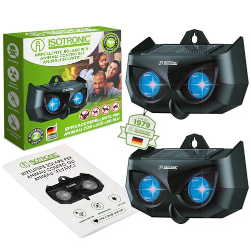 ISOTRONIC Repellente solare per animali con luce blu, contro animali selvatici come procioni, cervi, volpi, cinghiali e molto altro ancora. Efficace difesa degli animali con luce LED blu (2)