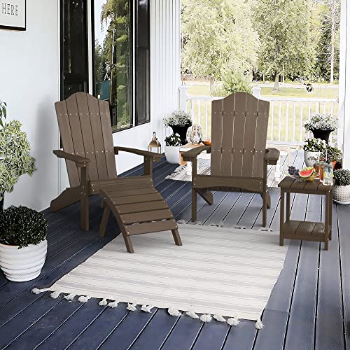 Lue Bona Adirondack Chairs Set Of 2, Dark Brown Poly Adirondack Chair, Modern Plastic Adirondack Fire Pit Chairs Weather Resistant For Patio, Porch, Deck, Pool, Garden, Backyard #TOP5