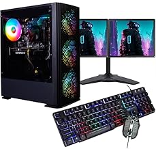 Veno Scorp ARGB Gaming PC i5, 240GB SSD, 500GB HDD, 8GB RAM, Dual 19” Monitors, Win 11, Wifi Vortex V4 (Renewed)