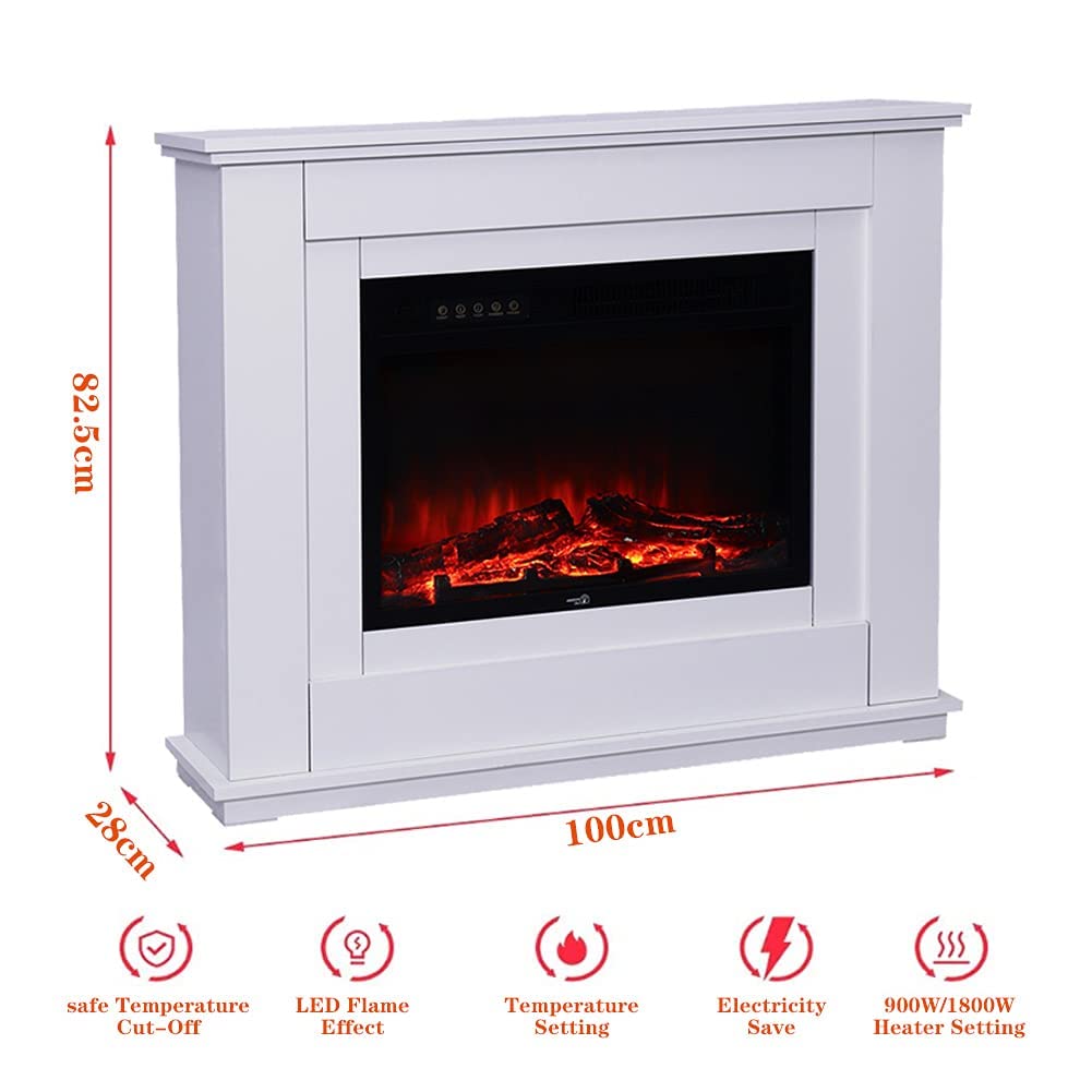 Electric Fire and Surround 40 inch White Electric Fireplace Heating