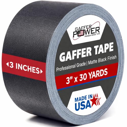 Gaffer Power Black Gaffer Tape 3” x 30 Yards – No Residue, Made in USA, Professional Grade, Non-Reflective Matte Cloth Tape for Stage, Photography & Cable Management