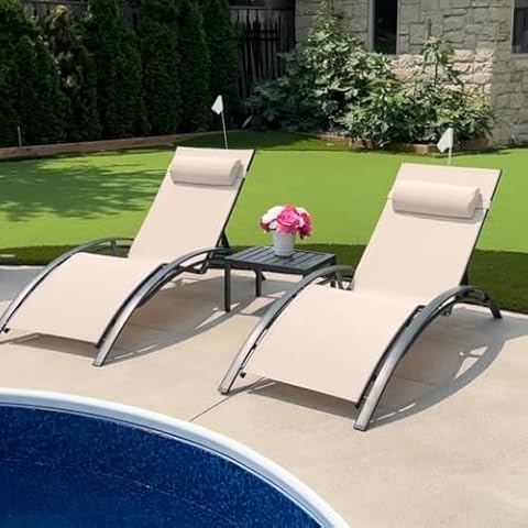 PURPLE LEAF Patio Chaise Lounge Set of 3 Cover