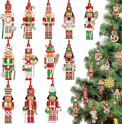 Enjoyaa Nussknacker Ornamente, 12 Pcs Weihnachten Mini Nussknacker Dekorationen, Holz Nussknacker Soldat Figuren für Weihnachtsbaum Dekoration und Party Dekoration Enjoyaa Nussknacker Ornamente, 12 Pcs Weihnachten Mini Nussknacker Dekorationen, Holz Nussknacker Soldat Figuren für Weihnachtsbaum Dekoration und Party Dekoration