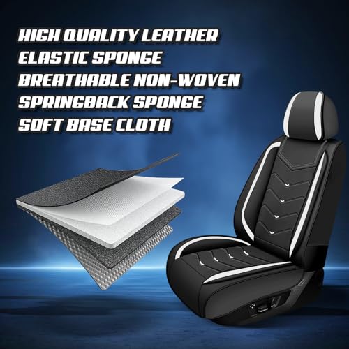 Image of ADERN Car Seat Covers for Jeep Wrangler 2000-2026, Premium Nappa Leather Car Seat Cover, Stylish Sport Seat Covers, Automobile Seat Cover Sets.(Standard 5 Seats /Black White)