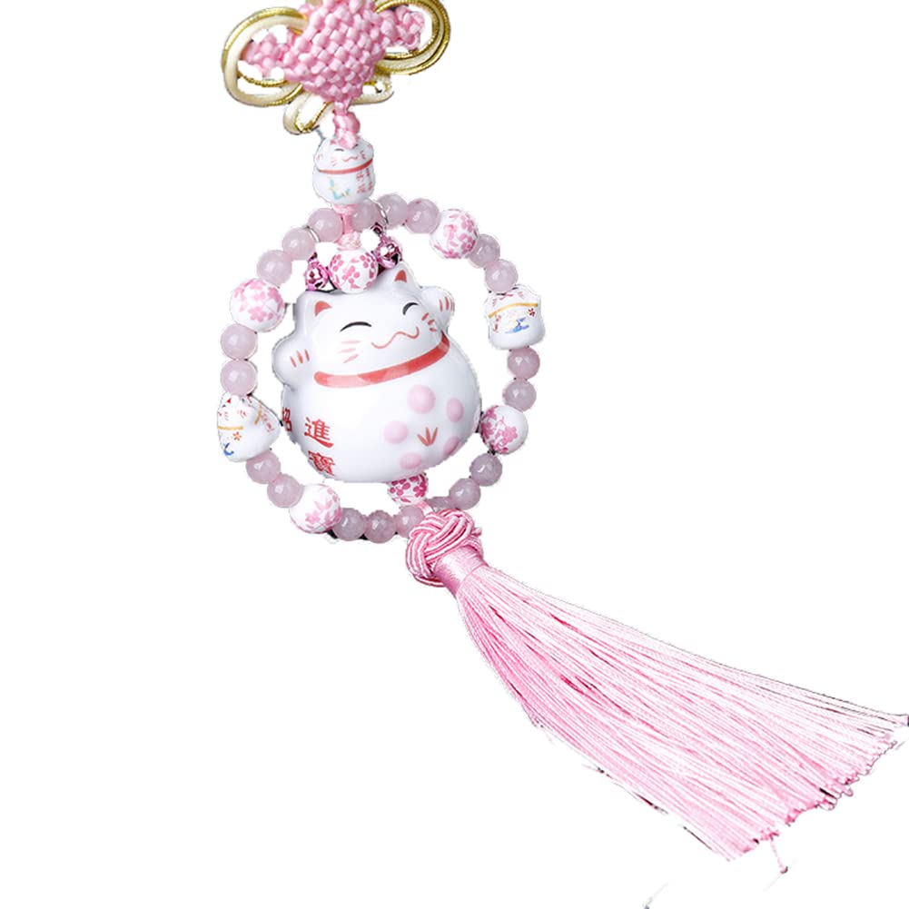 CTIRCHIU Pendentif de voiture chat porte-bonheur en céramique - Statue de chat porte-bonheur - Décoration de voiture en céramique CTIRCHIU Pendentif de voiture chat porte-bonheur en céramique - Statue de chat porte-bonheur - Décoration de voiture en céramique