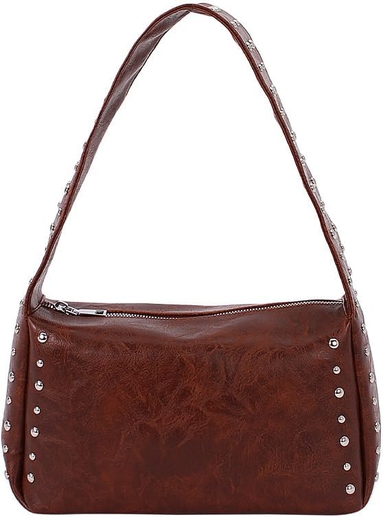 Studded Purse for Women Trendy Y2k Shoulder Bag Streetwear 2000s Hobo Purses and Handbags Vegan Leather Aesthetic Tote