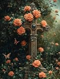 5D DIY Diamond Painting Flor Diamond Painting Adultos, Kit Bordado Punto de Cruz Cuadro Diamantes áRbol, dibujos con diamantes 80x60 cm para primavera decoracion hogar regalo mujer THDZ01468