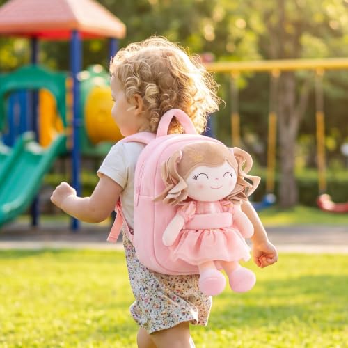 Image of Gloveleya Kids Backpack Toddler Girls Backpacks Soft Plush Girl Toys Crown Princess Pink 9 inch