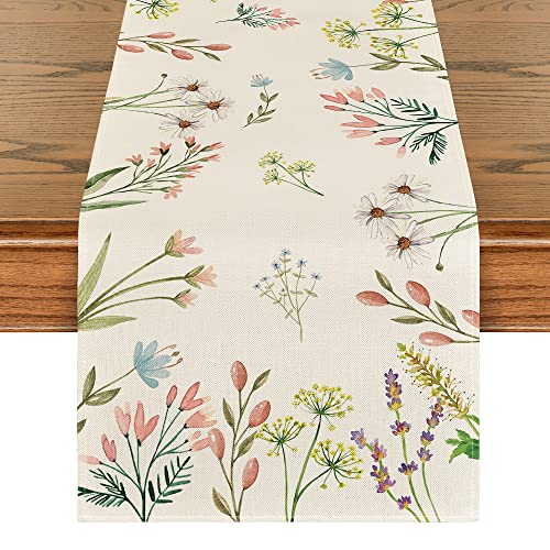 Artoid Mode Planta Flores Primavera Camino de mesa, Verano Temporada de Cocina Mesa Decoración Interior Vacaciones Fiesta Decoración 40x140 cm Cover