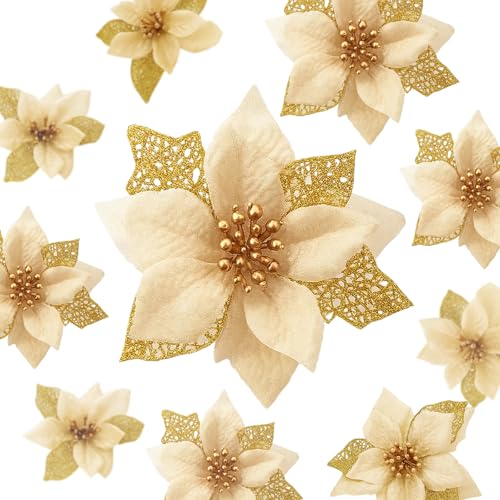 CJAPGJW 24 Stücke Künstliche Weihnachtsblumen,...